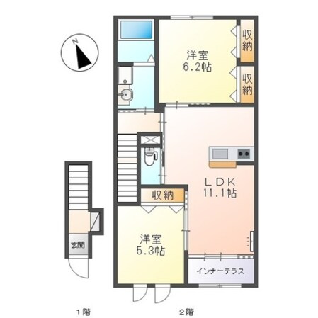 阿波富田駅 徒歩42分 2階の物件間取画像